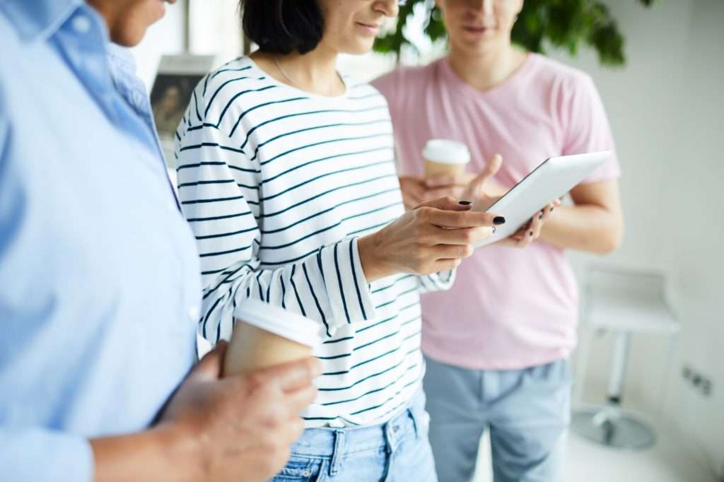Woman holding a tablet